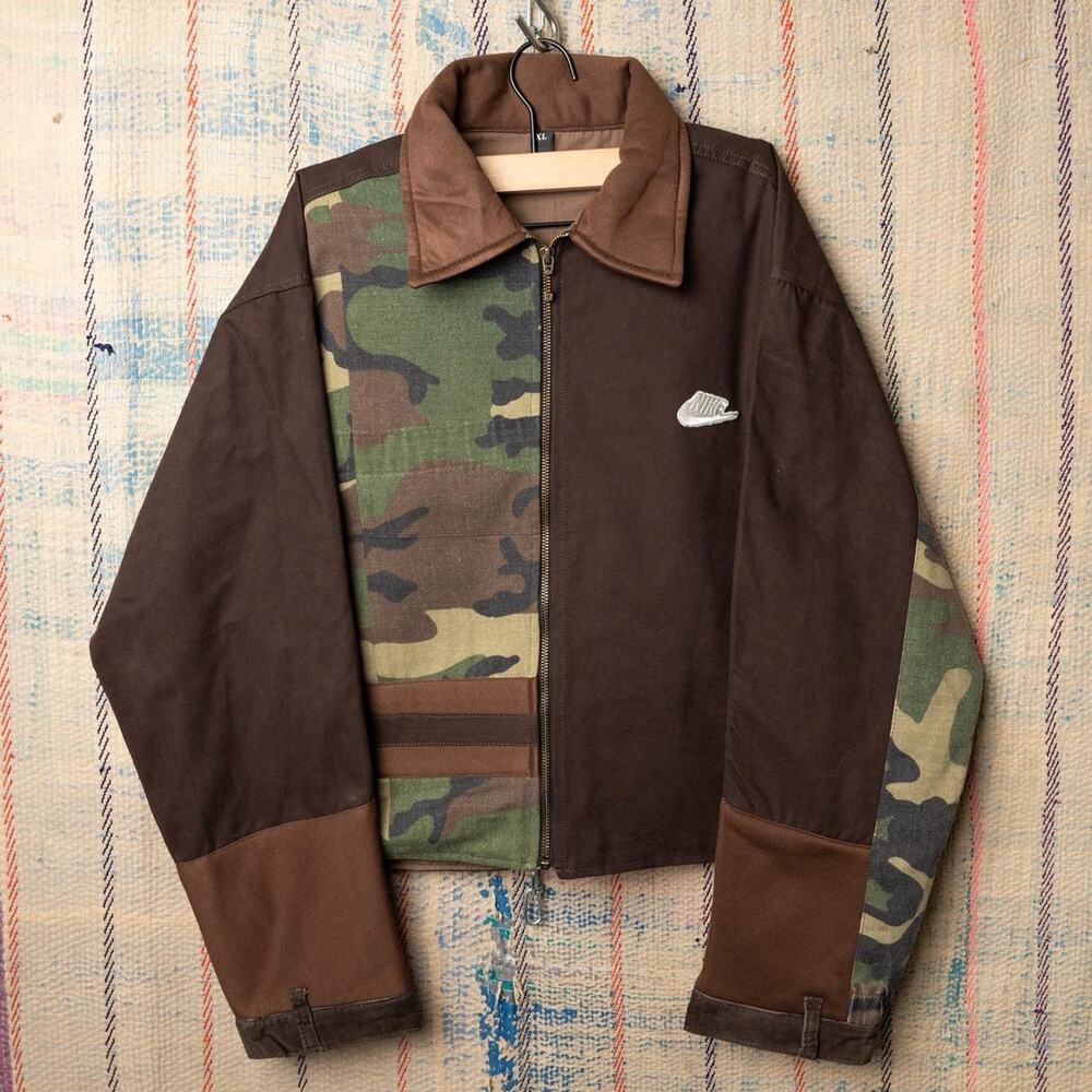 Custom upcycled cropped nike jacket